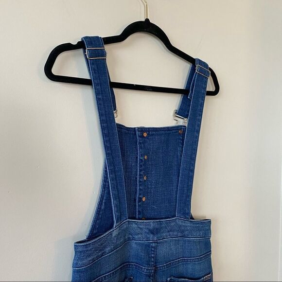 7 For All Mankind-Janette Tapered Medium Wash Overalls (Size:27) - Picture 10 of 16